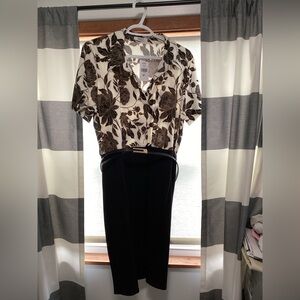 Floral Black and White Dress